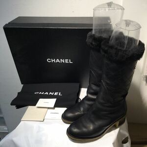 CHANEL シャネル 07A G25799X02223 High boots ハイブーツ BLACK ブラック マトラッセ ファー ココマーク サイズ23cm 618390