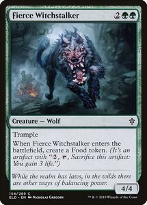 MTG ■緑/英語版■ 《獰猛な魔女跡追い/Fierce Witchstalker》★FOIL★エルドレインの王権 ELD