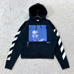 OFF-WHITE オフホワイト ダイアゴナル ベルニーニ プリント スウェット パーカー フーディー S ブラック 黒 コットン