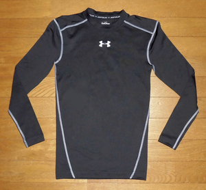 UNDER ARMOUR アンダーアーマー 長袖 コンプレッション インナーシャツ 厚手 BLK SM 使用僅 美品/コールドギア トレーニング