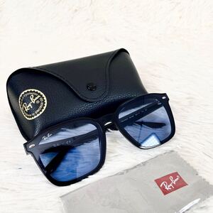 【美品・希少モデル】Ray-Ban　レイバン　サングラス　RB4392D　ブルーレンズ　ブラックフレーム　ウェリントン