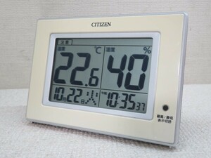 ■CITIZEN 8RD200-0 温度湿度計 シチズン 置時計 デジタル 電池付き 動作品 000319■！！