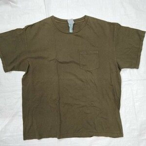 カーハート 半袖　ポケット付　ＴシャツCARHARTT　pocket T サンフェード　オリーブ　80年代 アメリカ　usa 製　XL 袖タグ　レア ポケT　