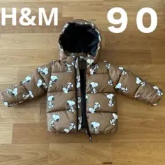 H&M スヌーピー柄 ダウンコート 90