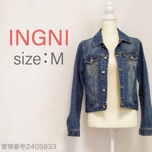 【送料無料】INGNI (イング)レディースデニムジャケット　長袖ボタン留め　Gジャン　ブルー　M