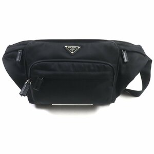 極美品▼PRADA プラダ 2VL003 テスート トライアングルロゴ ナイロン サイファーノレザー ウエストバッグ ボディバッグ 保存袋付 メンズ