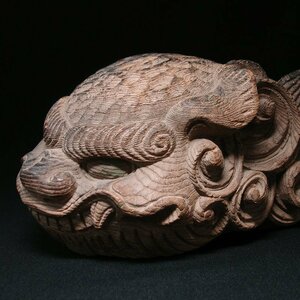 慶應◆時代仏教美術 江戸時代古作 欅一木造 木鼻「獅子」 宮大工・寺社彫師の作