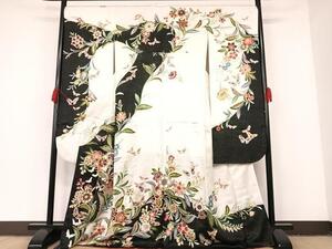 平和屋着物●豪華振袖　駒刺繍　花蝶文　金銀彩　正絹　逸品　AAAM6811ph