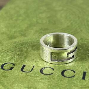 【美品】GUCCI グッチ 指輪 リング 日本サイズ6号 表記7 カットリング カットアウト スターリング シルバー AG925 Gロゴ 