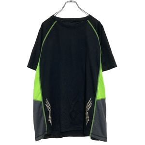 半袖 切替 Tシャツ 2XL～ ブラック ネオングリーン ビッグサイズ スポーツウェア クルーネック 古着卸 アメリカ仕入 a608-5535