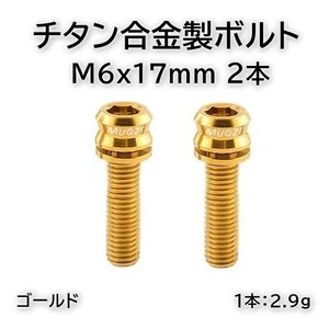 Muqzi シマノ クランクアーム用チタンボルト M6x17mm 2本 ゴールド