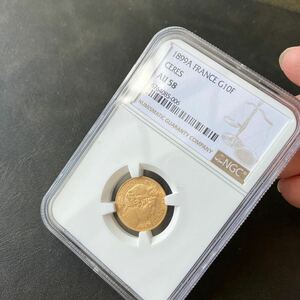 【NGC 】1899A フランス 10フラン金貨 AU58 豊穣の神セレス ケレス アンティークコイン★3