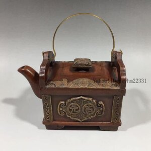 宜興紫砂壷 大明底槽青 百宝箱壺 茶道具 装飾品 現代工芸品美術品 置物