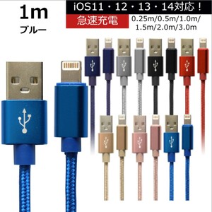 未使用 USB ライトニングケーブル ブルー 1m iPhone iPad airpods 充電 データ転送