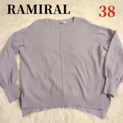 美品【RAMIRAL】 (38) ニット クルーネック センターライン グレー