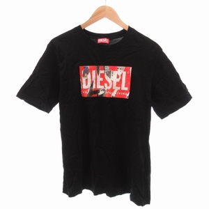 ディーゼル DIESEL Tシャツ カットソー ロゴ ラバープリント 半袖 L 黒 ブラック /HO● 0106 ■GY01 メンズ