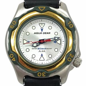 新品 SEIKO セイコー ALBA アルバ AQUA GEAR アクアギア 腕時計 APAT087 クオーツ アナログ ラウンド コレクション ラバーバンド 動作OK