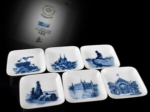 【雲】某資産家買取品 ロイヤルコペンハーゲン ROYAL COPENHAGEN プレート 6客 直径8.5cm 古美術品(旧家蔵出)BY203 LTfgh