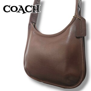 美品 COACH コーチ オールドコーチ エルゴ ショルダーバッグ ダークブラウン 9020 ワンショルダー ヴィンテージ グラブタンレザー