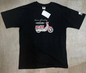 HONDA/ホンダ スーパーカブ 黒系 バイク/オートバイ はぴだんぶい サンリオ　コラボ半袖Ｔシャツ　Mサイズ