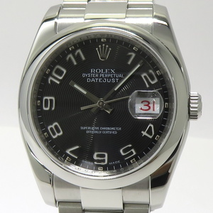 【中古】ROLEX デイトジャスト 自動巻き SS ブラック コンセントリック文字盤 D番 116200