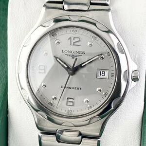 【1円〜】LONGINES ロンジン 腕時計 メンズ CONQUEST コンクエスト L1.631.4 シルバー文字盤 ラウンドフェイス デイト 可動品