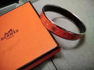 ★送料無料即決★HERMES(エルメス)　オレンジカラー　エマイユ　バングル　ブレスレット