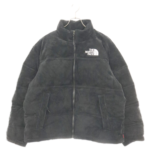 シュプリーム 23AW×THE NORTH FACE Suede Nuptse Jacket ノースフェイス スウェード ヌプシ ダウン ジャケット NF0A875NO9Y-L ブラック