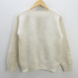 G■ビームス/BEAMS ウールニットセーター【34】白/LADIES/8【中古】■