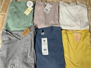 ▲770/未使用 6枚セット ワールド corn 他 ワッフルクルーネック Vネック他 長袖 Tシャツ カットソー トップス まとめ売り