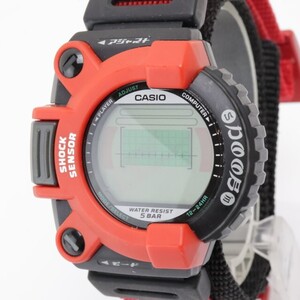 2411-591 カシオ クオーツ 腕時計 美品 CASIO JG-100 サイバーマックス デジタル 赤×黒 純正ベルト