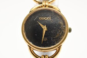 グッチ ラウンド ゴールド 黒文字盤 クォーツ レディース 腕時計 GUCCI