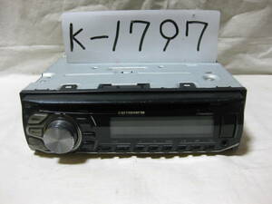K-1797　Carrozzeria　カロッツェリア　DEH-490　MP3　フロント USB　AUX　1Dサイズ　CDデッキ　故障品