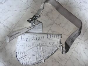 dior サドルバッグ ボディバッグ ニュースペーパー レザー