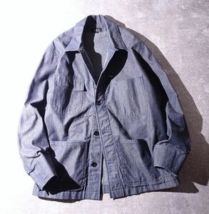 A.P.C アーペーセー カバーオール デニムジャケット 日本製 ワーク ヘリンボーン 裏ブランケット メンズ オーバーサイズ (1) ●o-521