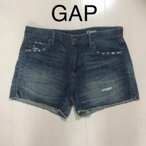 美品 GAP デニム ハイウエスト ショートパンツ ダメージ加工 27 16528