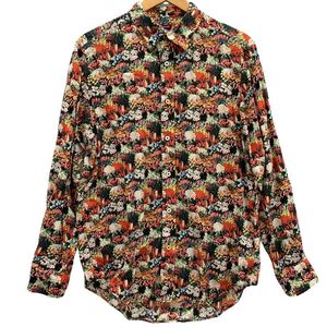 美品◆シャツ ポールスミス シャツ 長袖 Seed Packe PRINT SHIRT 総柄 レッド系 セルロース サイズL メンズ Paul Smith 【AFB27】