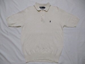 POLO ポロラルフローレン 90s コットンニット ポロシャツ 生成り L ナイガイ