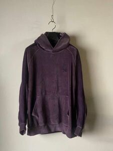 needles ニードルス ベロア トラックフーディTrack Hoody NO.LQ235 パープル 紫 パーカー ベルベット ネペンテス size L 中古良品 古着 