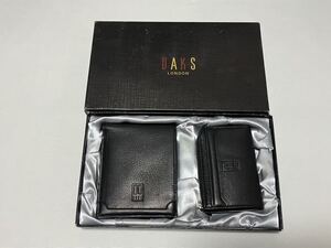 DAKS 財布セット　二つ折り財布（小銭入れ無し）、小銭入れ（L字ファスナー）　黒 ダックス レザー