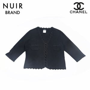 極美品 シャネル CHANEL ココボタン ニット 06A カーディガン ブラック eit1127