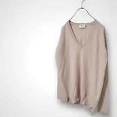 ALLUDE（S）カシミヤ100% ニット セーター Vネック シンプル ピンク