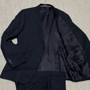 大きいサイズ58/4XL！エンポリオアルマーニ［セットアップ］スーツ ネイビー シルク混 2B テーラード スラックス EMPORIO ARMANI 1円〜