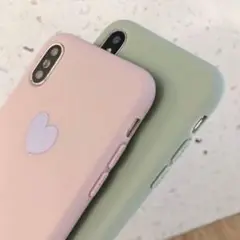 iPhoneカバー 軽量 くすみピンク iphoneX/XS 大人可愛い ハート