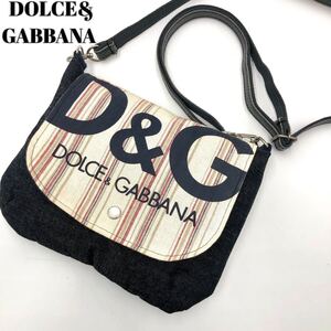 【美品】ドルチェ&ガッバーナ DOLCE&GABBANA デカロゴ デニム メッセンジャーバッグ ショルダーバッグ 斜めがけ可能