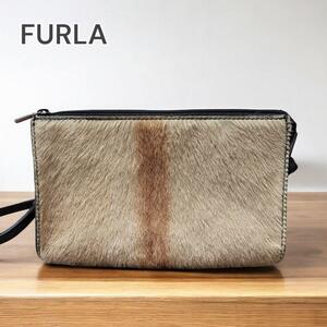 FURLA ショルダーバッグ ハラコ レザー ベージュ