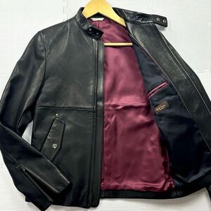 極美品 『極上の質感』Paul Smith ポールスミスコレクション 現行 ラムレザー ライダースジャケット 羊革 シープスキン 金ボタン ボルドー