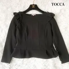 美品 TOCCA 肩フリル ペプラムトップス XS 小さいサイズ オンワード樫山