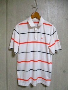 e591　ナイキゴルフ　NIKE GOLF　半袖ポロシャツ　サイズ　L　白×他　45