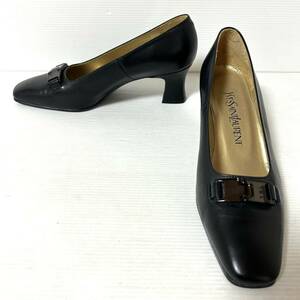 YVES SAINT LAURENT イヴ・サンローラン　YSL ヒールパンプス レザーパンプス　ロゴ　3361/2 23.5cm ブラック ＊69